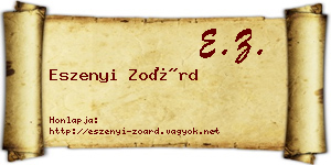 Eszenyi Zoárd névjegykártya